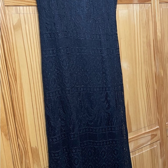 Jessica Howard Long Navy Blue Sparkle Lace Dress. Lined. Size 12. Cap Sleeves. - Picture 7 of 11